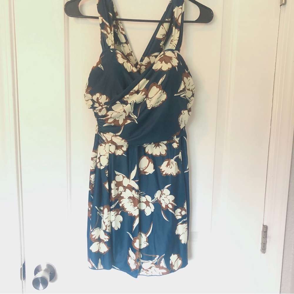 Floral Blue Swim Dress